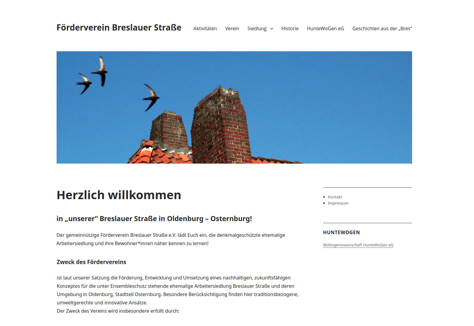 Verlinkter Screenshot Website Förderverein Breslauer Straße