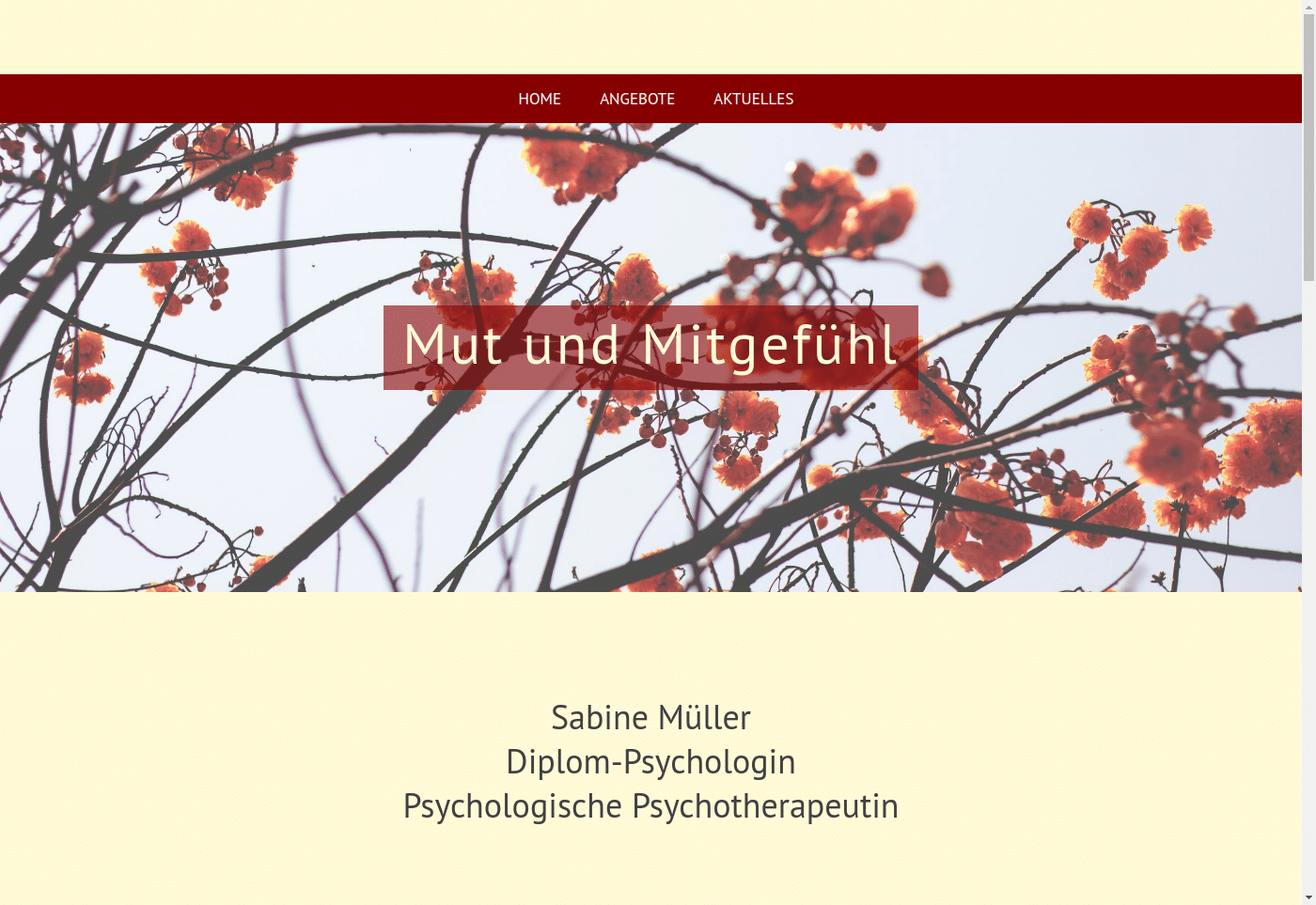 Verlinkter Screenshot Psychotherapiepraxis Sabine Müller